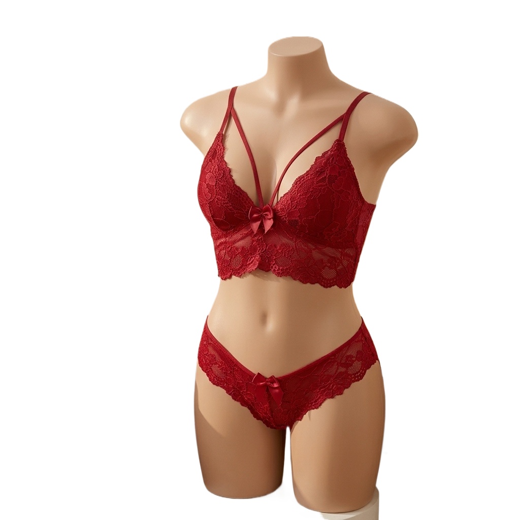 Lace Bralette Set - Set Lingerie Ukuran Plus untuk Dewasa,